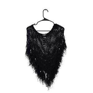 VTG Charlotte Russe Womens Size S Juniors Fringe Cover Up Shaw Y2K Boho Crotched